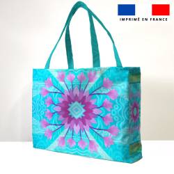 Kit sac de plage imperméable motif fleur ethnique mauve - King size - Création Lita Blanc
