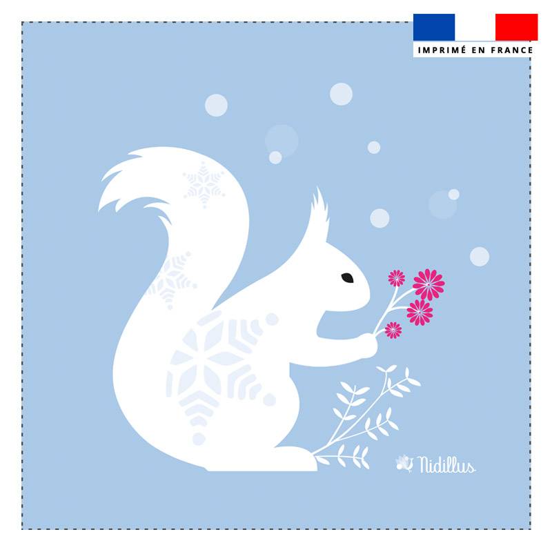 Coupon 45x45 cm imprimé écureuils des neiges - Création Nidillus Carémoli