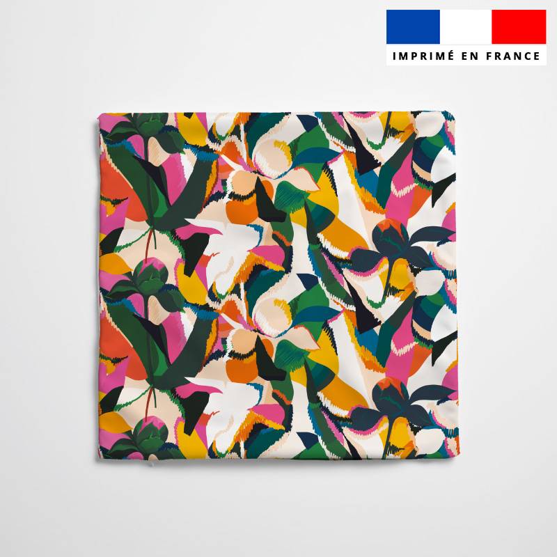 Housse de coussin 40x40 cm imprimée tropical abstrait multicolore