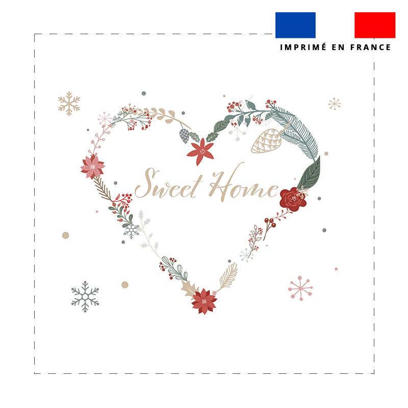 Coupon 45x45 cm motif sweet home coeur blanc