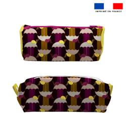 Parapluie escargot jaune et prune - Fond rayé - Création Lili Bambou Design