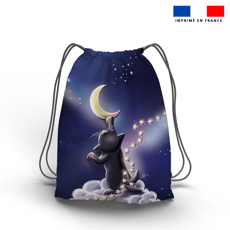 Kit sac à dos coulissant motif chat sirius - Création Stillistic