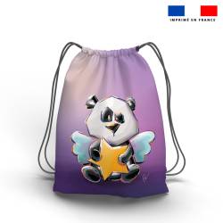 Kit sac à dos coulissant motif panda ange - Création Stillistic