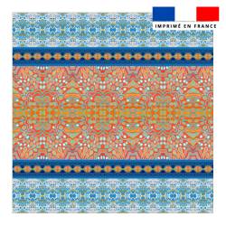 Coupon éponge pour serviette de plage double motif rayures abstraites bleues et rouges - Création Lita Blanc