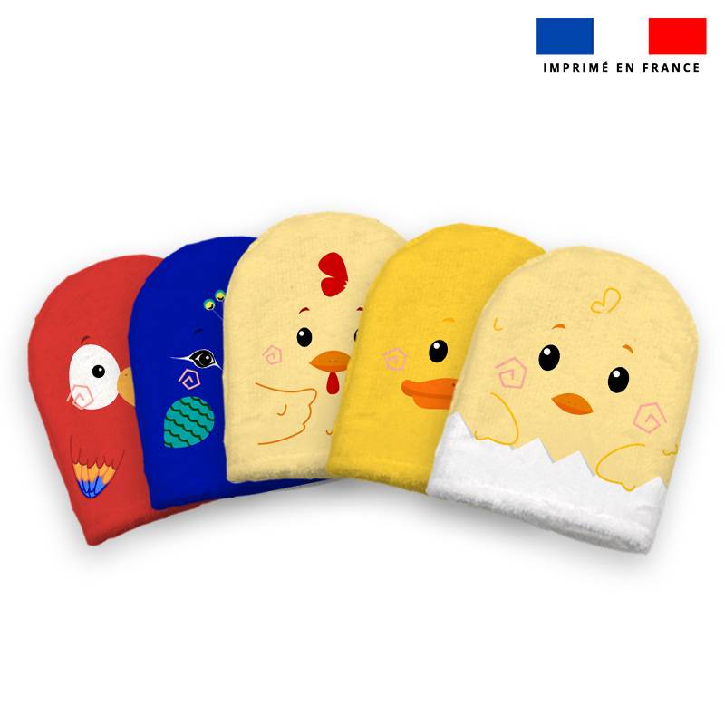 Kit mini-gants nettoyants motif oiseaux