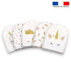 Kit mini-gants nettoyants motif licorne gold