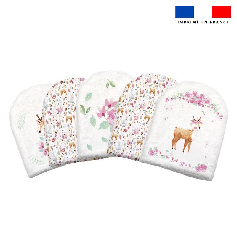 Kit mini-gants nettoyants motif biche aquarelle