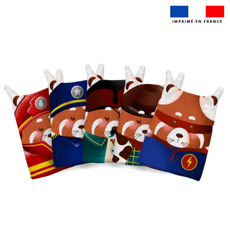 Kit mini-gants nettoyants motif panda roux super héros