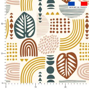 Tissu imperméable motif feuilles et formes abstraites Zanzibar