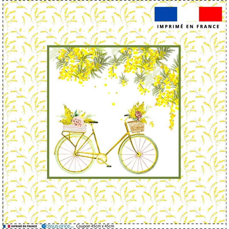 Coupon 45x45 cm motif vélo et mimosa aquarelle