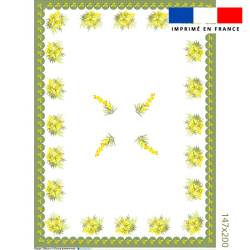 Coupon pour nappe rectangle blanche motif mimosa