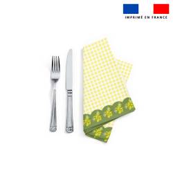 Coupon imprimé serviette de table motif vichy mimosa mamie en or