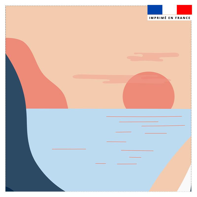 Coupon 45x45 cm motif paysage marin Santorin