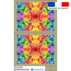 Kit pochette motif abstrait multicolore symétrique - Création Lita Blanc
