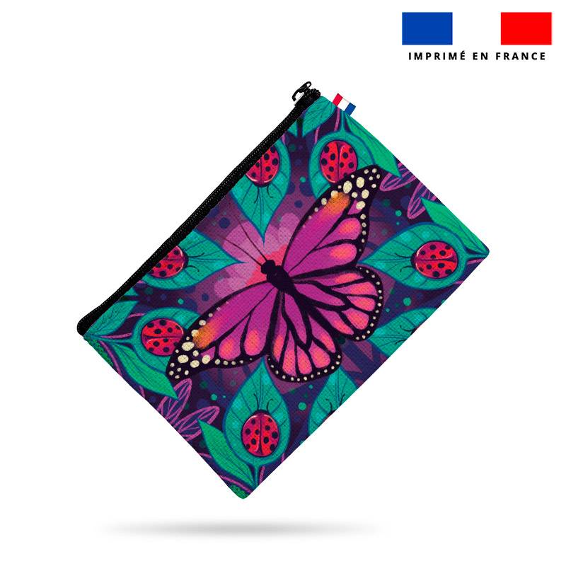 Kit pochette motif coccinelle et papillon violet - Création Pilar Berrio