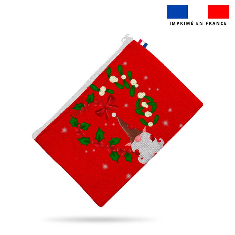 Kit pochette rouge motif lutin de Noel rouge - Création Créasan'