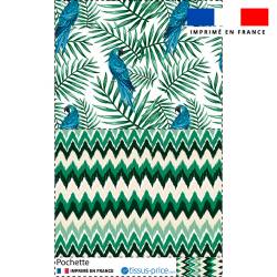 Kit pochette motif perroquet bleu et feuille tropicale