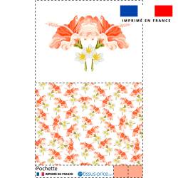 Kit pochette rose motif fleur d'hibiscus