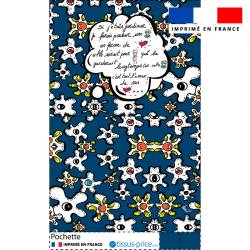 Kit pochette motif fleur poème bleu - Création Anne-Sophie Dozoul