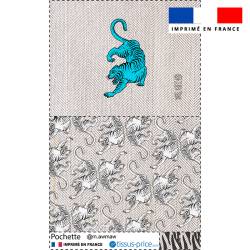 Kit pochette blanc motif tigre bleu - Création Lou Picault
