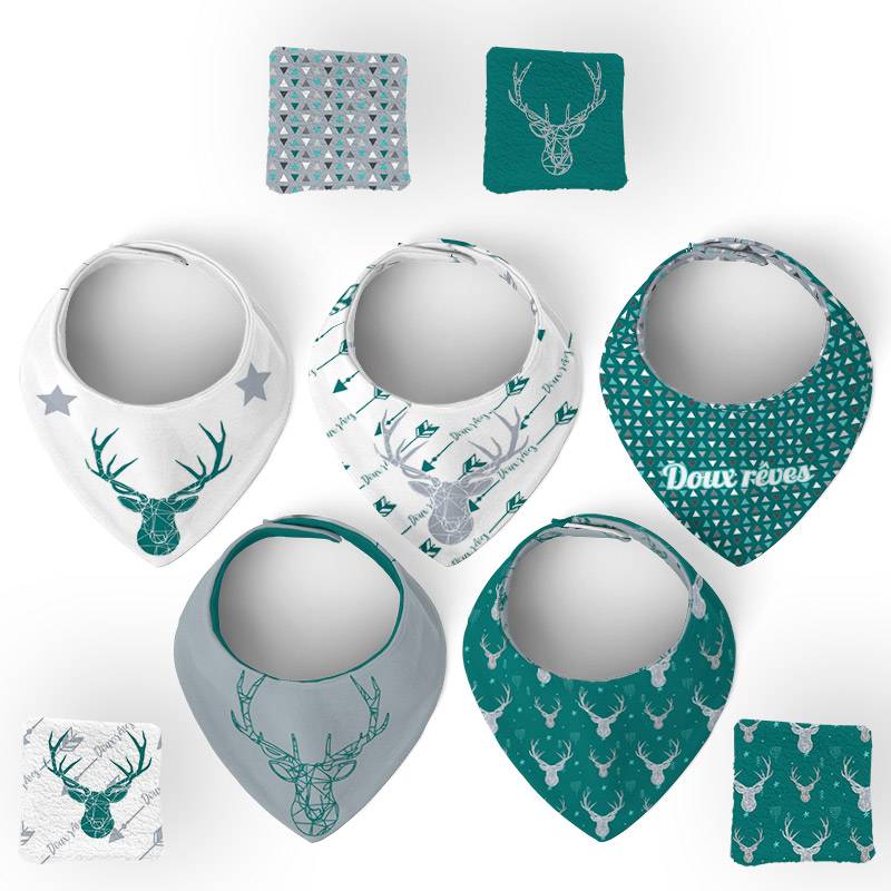 Coupon éponge bavoirs bandana motif cerf