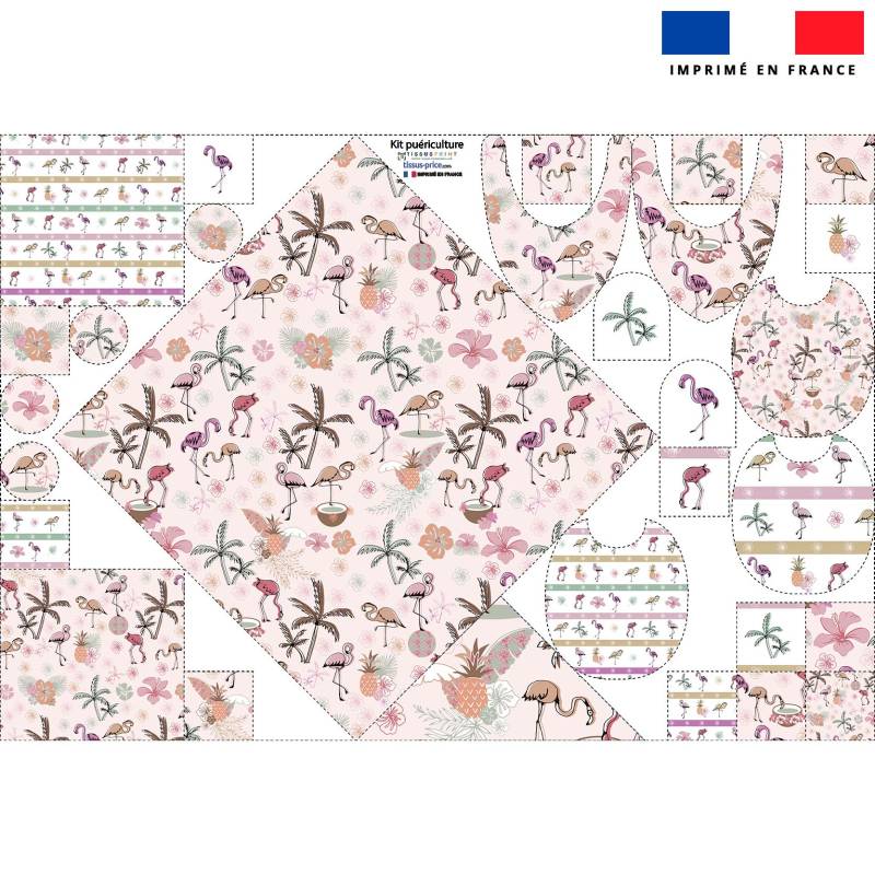 Kit puériculture motif flamant coco rose - Création Lili Bambou Design