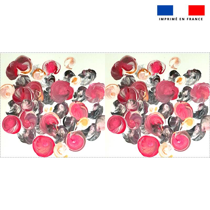 Lot 2 coupons pour coussin motif ronds noirs et rouge - Création Caroline LYHOR