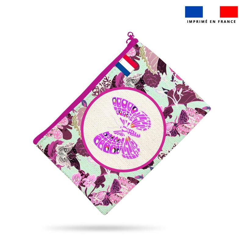 Kit pochette motif papillon rose - Création Lili Bambou Design