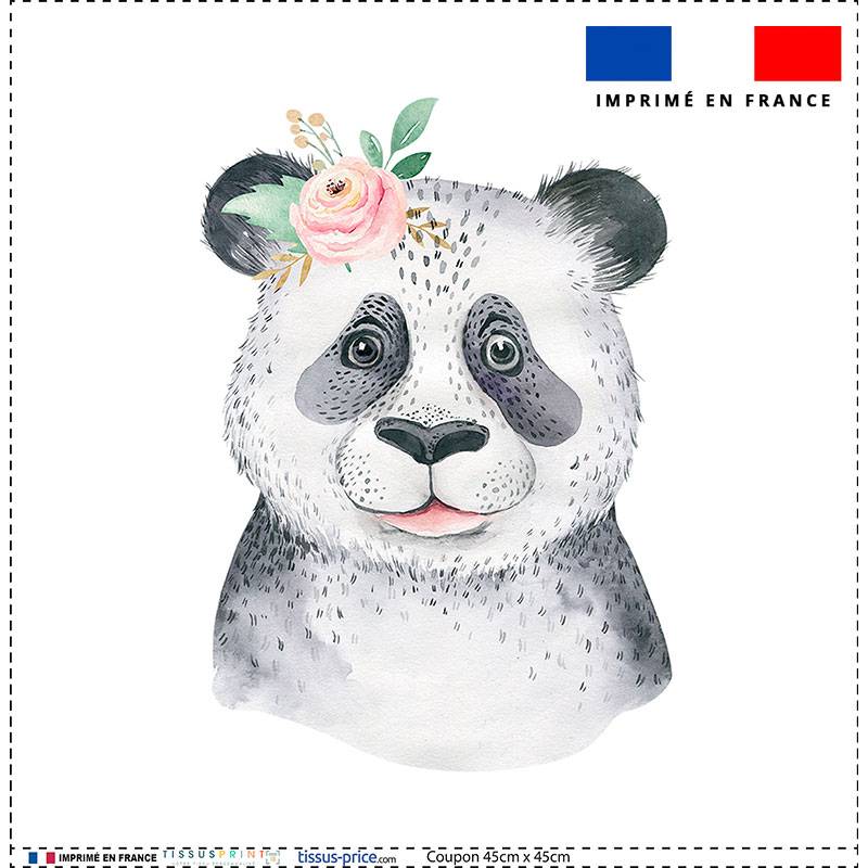 Coupon 45x45 cm motif panda aquarelle