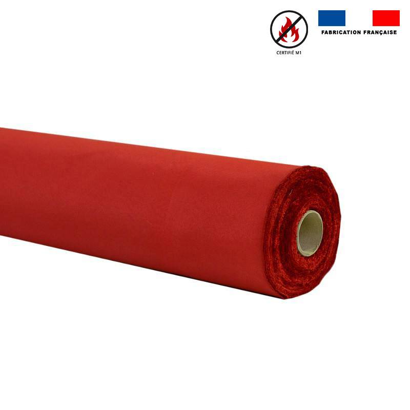 Rouleau 30m Toile ignifugée M1 permanent rouge - Tissus Price