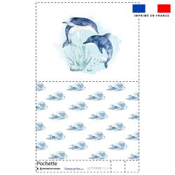 Kit pochette motif dauphins aquarelle