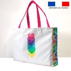 Kit couture sac cabas motif cœurs multicolore aquarelle