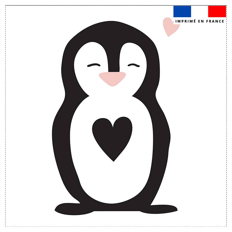 Coupon 45x45 cm motif pingouin amoureux