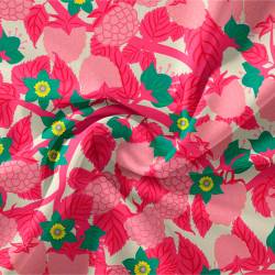 Framboise et fleur - Fond rose - Création Jasmine Blooms Designs