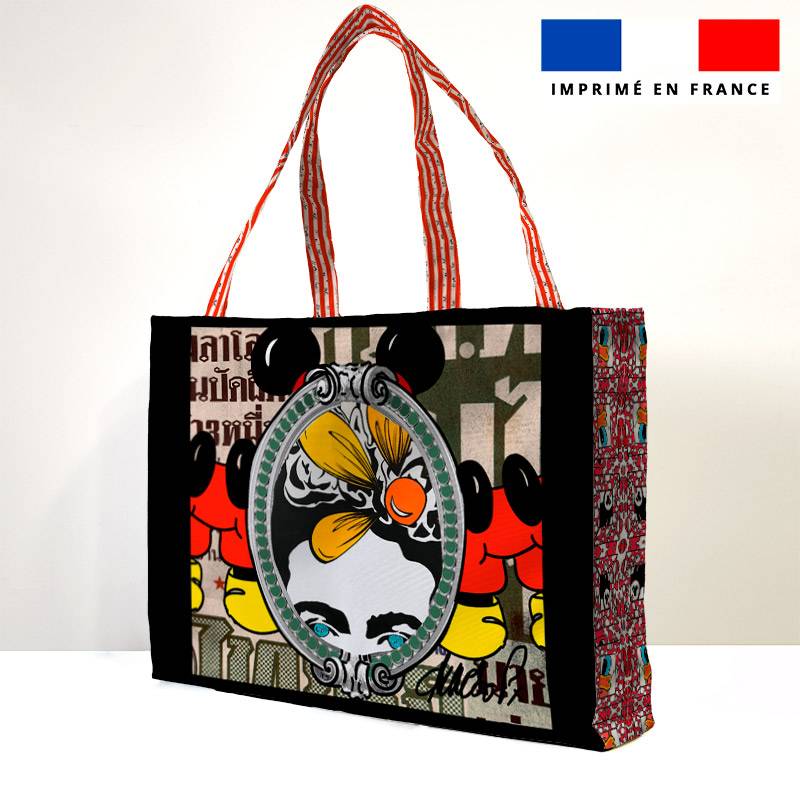 Kit couture sac cabas motif femme mexicaine - Création Anne-Sophie Dozoul.