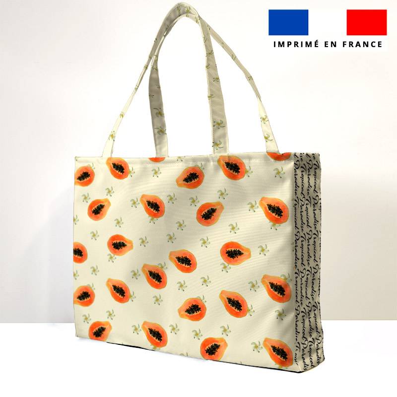 Kit couture sac cabas motif fleur de papaye