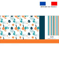 Kit couture sac cabas motif fleur orange et bleue