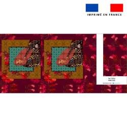 Kit couture sac cabas motif portrait et fleur rouge - Création Lita Blanc