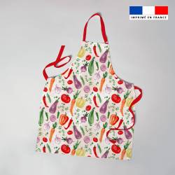 Patron imprimé pour tablier motif légumes du soleil - Création Zohra Designs