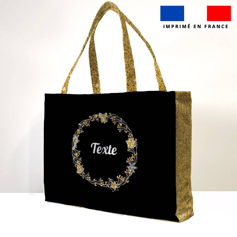 Kit couture sac cabas personnalisé motif bonnes fêtes or