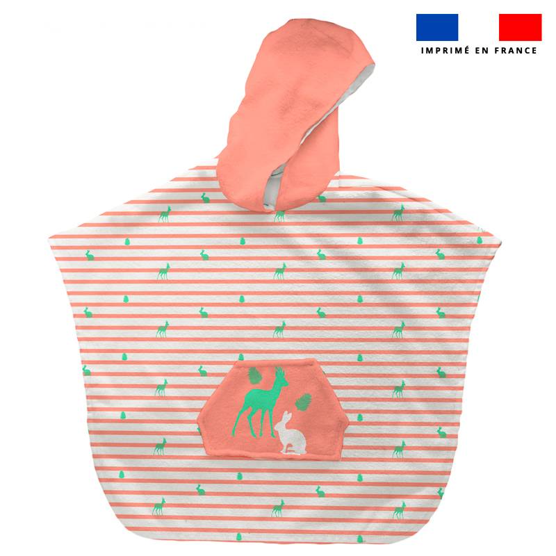 Kit poncho de bain motif marinière forêt - Création Lili Bambou Design