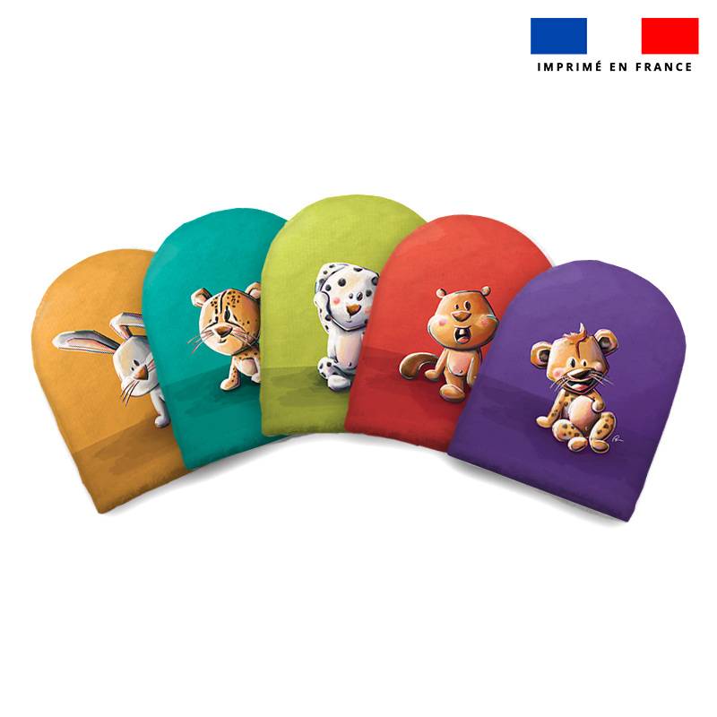 Kit mini-gants nettoyants motif animaux colorés - Création Stillistic
