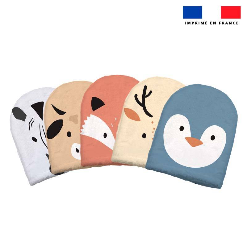 Kit mini-gants nettoyants motif tête animaux