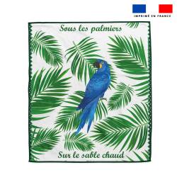 Coupon pour serviette de plage blanc motif perroquet et feuille tropicale