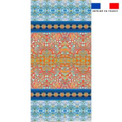 Coupon pour serviette de plage motif rayures abstraites bleues et rouges - Création Lita Blanc