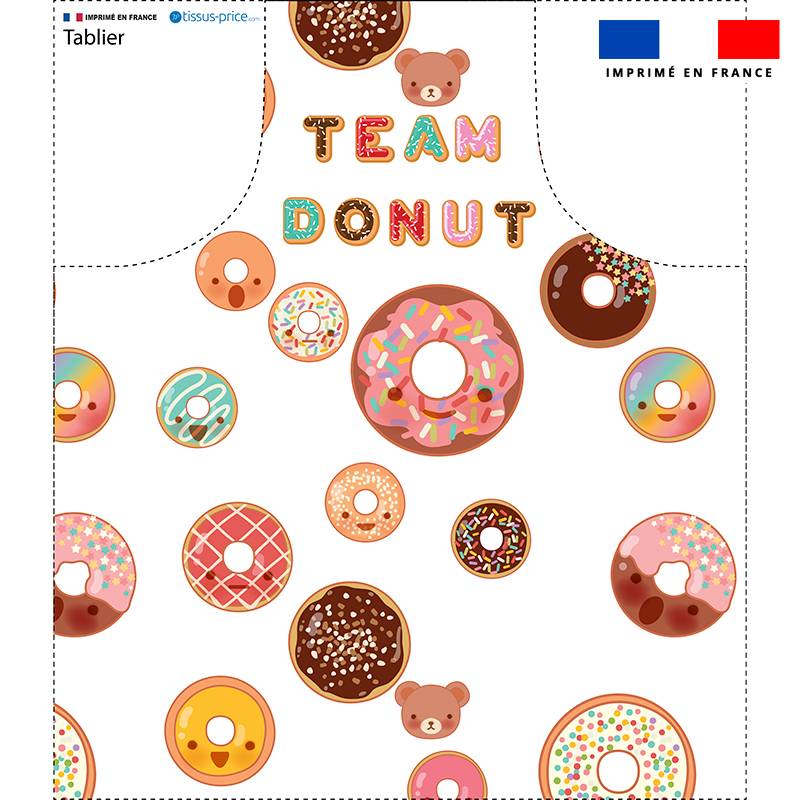 Patron imprimé pour tablier motif donuts colorés
