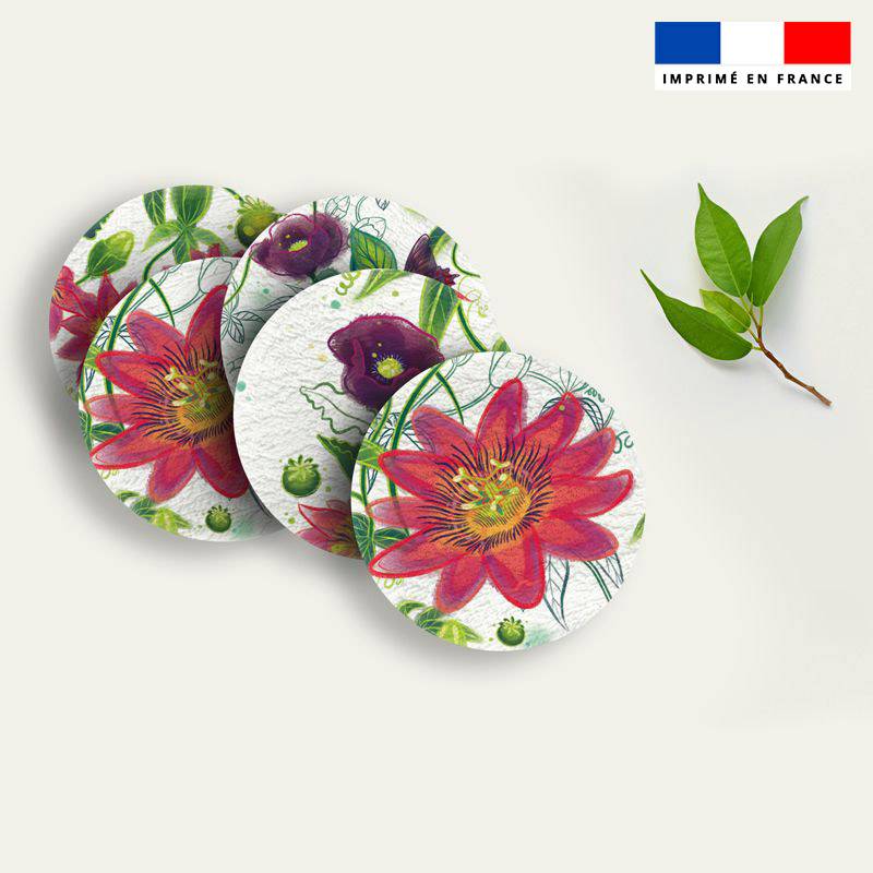 Coupon lingettes lavables motif flowers rouges - Création Pilar Berrio