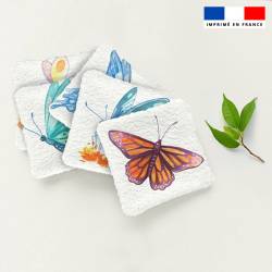 Coupon lingettes lavables motif papillons - Création Pilar Berrio