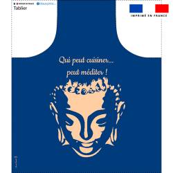 Patron imprimé pour tablier bleu motif cuisine zen - Création Anne