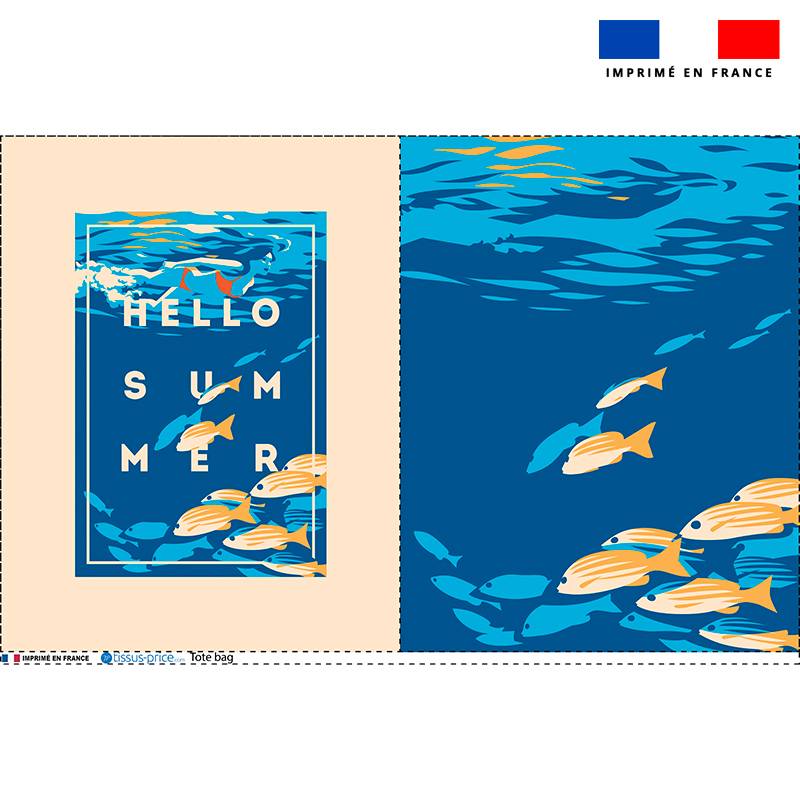 Coupon pour tote-bag motif hello summer bleu